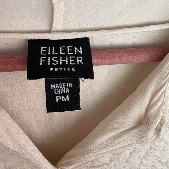 Eileen Fisher Quilted Silk Jacket M MP PM White Cream Capsule Black Button Luxe - Picture 5 of 7